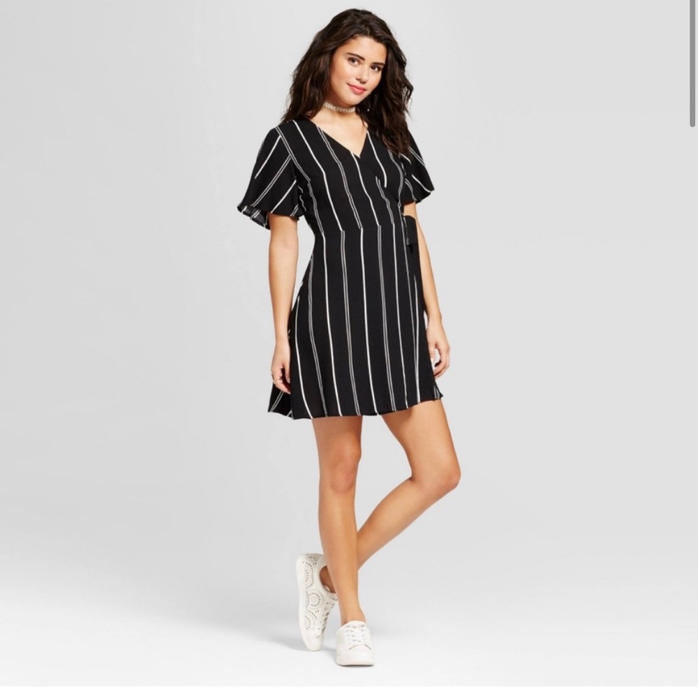 Black and white striped V neck Xhilaration dress in a size S. NWOT.